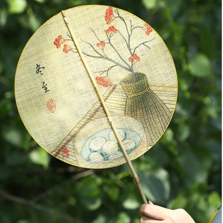 精品竹编扇子手工团扇夏季纳凉文艺蒲扇古风扇二十四节气