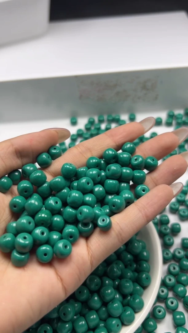 玛瑙/玉髓颈饰未镶嵌w773高瓷绿松玉化老型8*7mm15颗