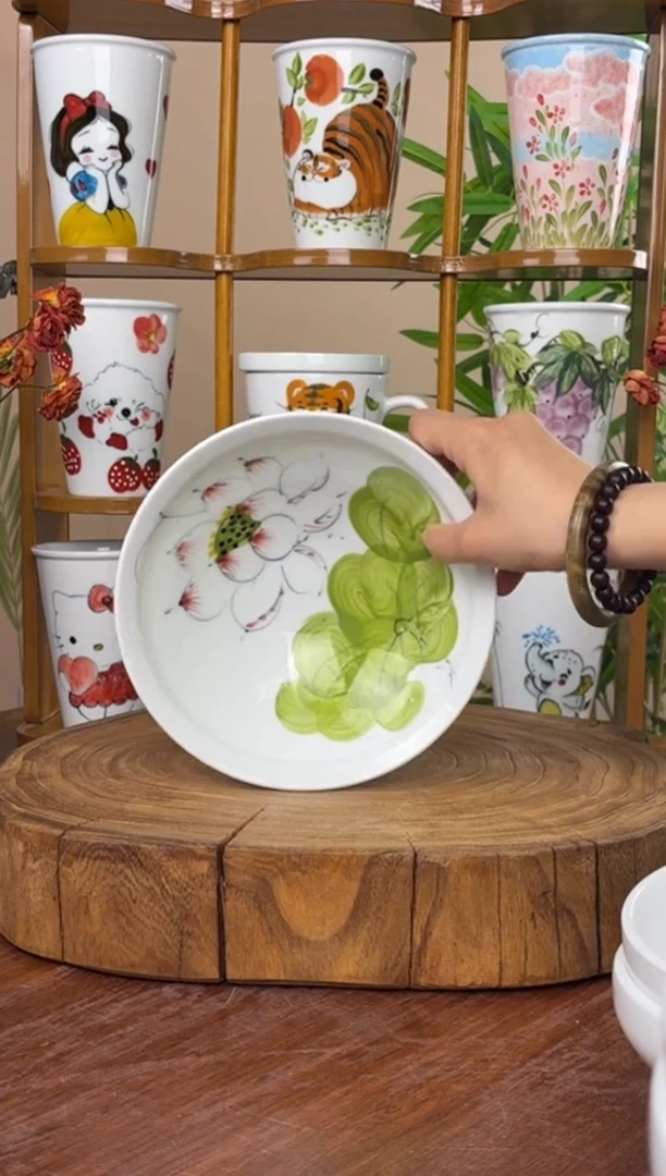 景德镇手绘釉中彩（食品级）大斗笠碗