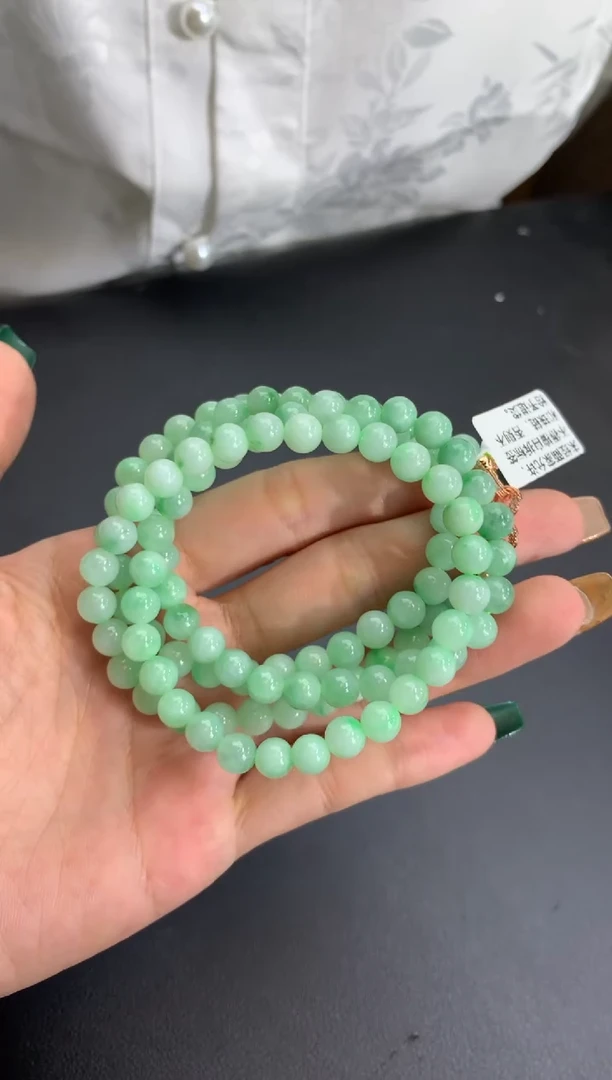 未镶嵌手串翡翠卡6.3mm（有纹裂 介意勿拍