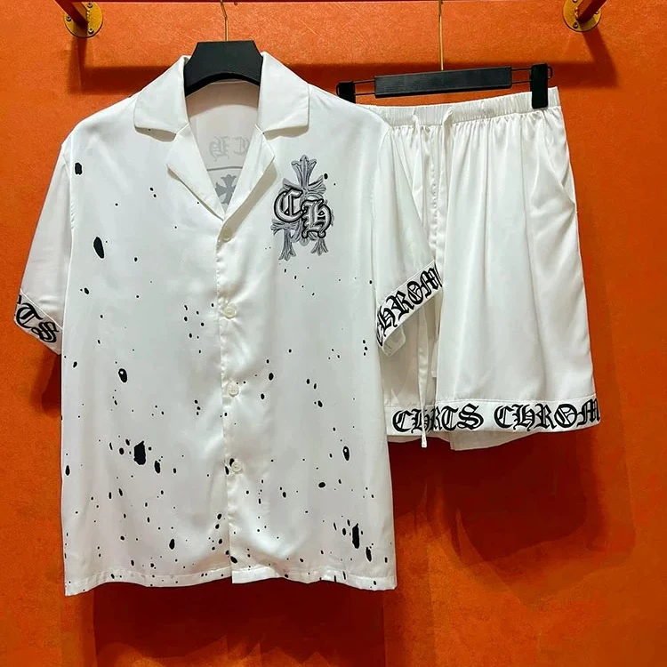 【大妮专属】泼墨图腾冰丝三件套轻奢潮牌家居服夏款睡衣