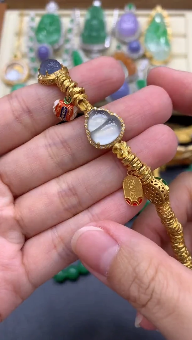 18K金镶嵌手链翡翠642-中国好珍宝