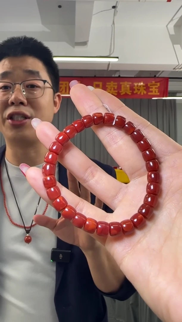 【闪购商品】南红玛瑙手串未镶嵌直切桶珠约7-8mm单圈