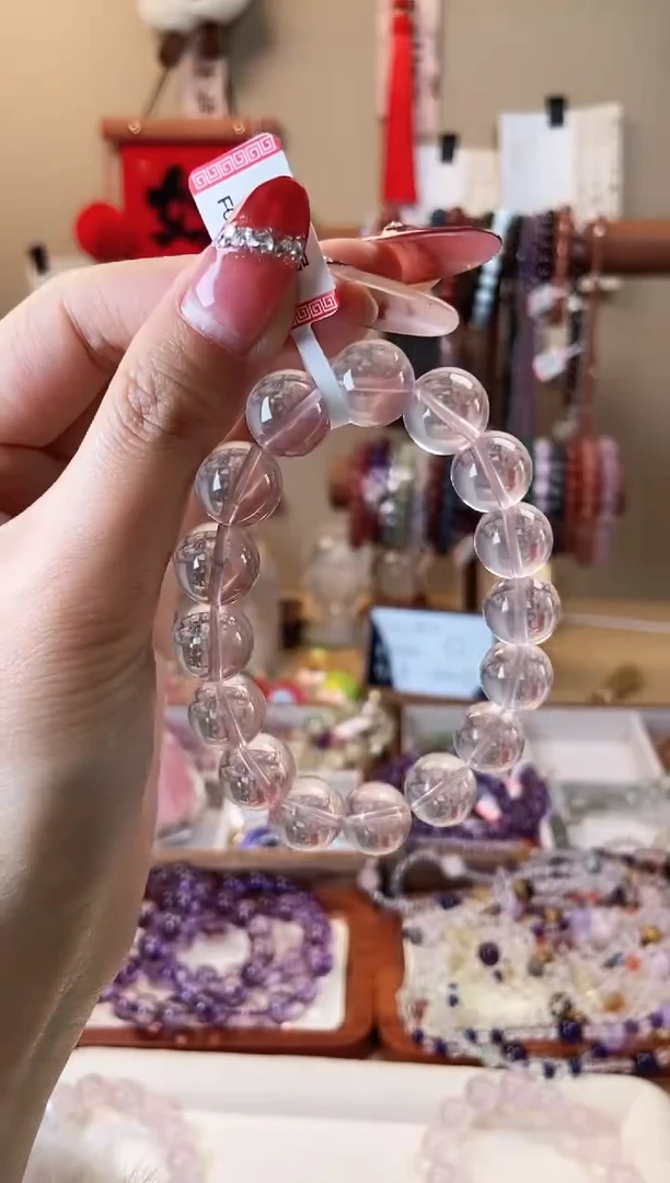 【闪购商品】水晶手链未镶嵌粉水晶13mm