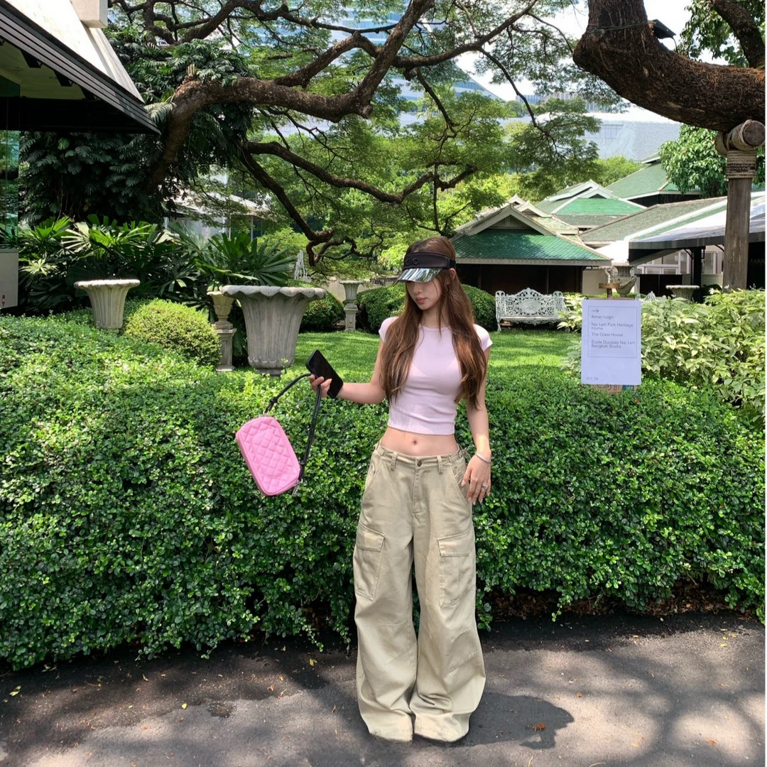 韩系辣妹正肩短袖圆领T恤女2025夏季新款修身显瘦百搭短款上衣ins