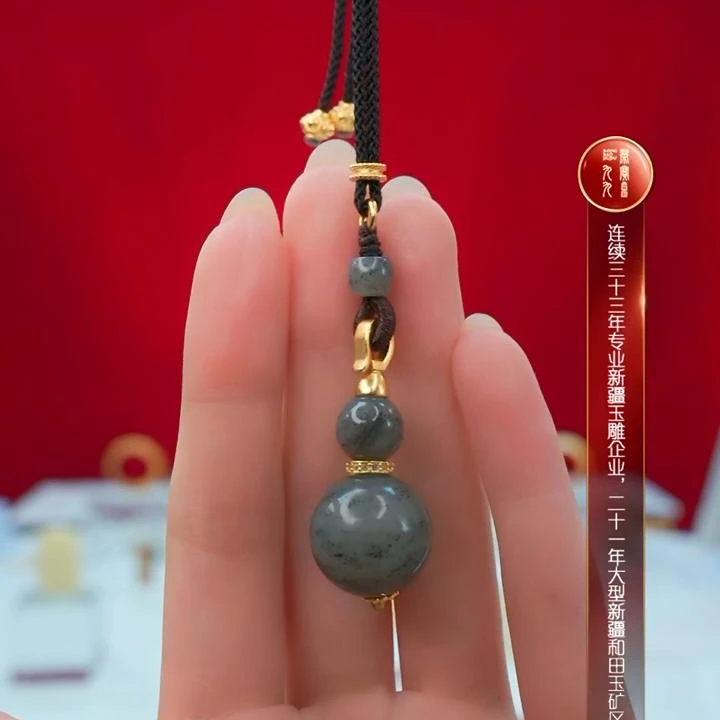 预售-新疆和田玉墨绿青花葫芦多样发发一件