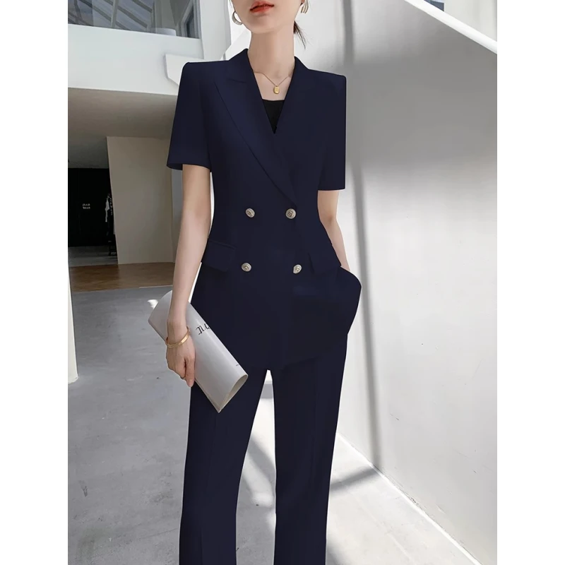 夏天西装套装女薄款2025新款短袖工作服休闲高级感职业正装西服