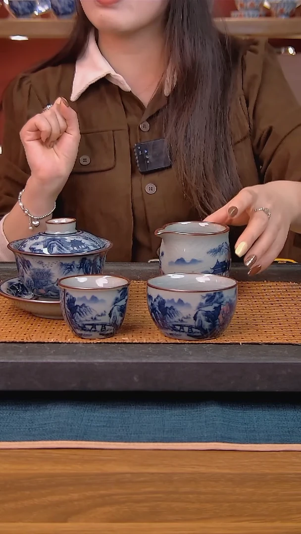 简装家用款4件套 老陶泥开片纹陶瓷茶具