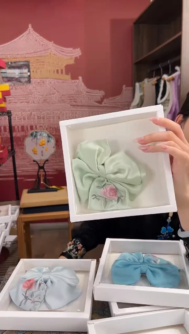 【闪购商品】刺绣苏绣桑蚕丝手工绣刺绣发圈