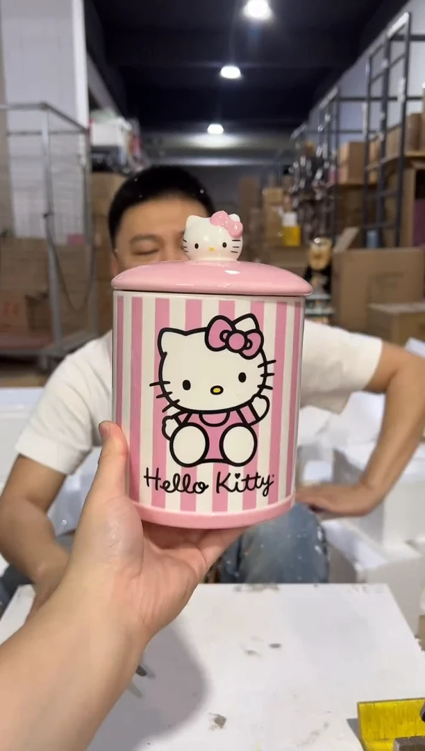 瓷片陶瓷条纹kt储物罐