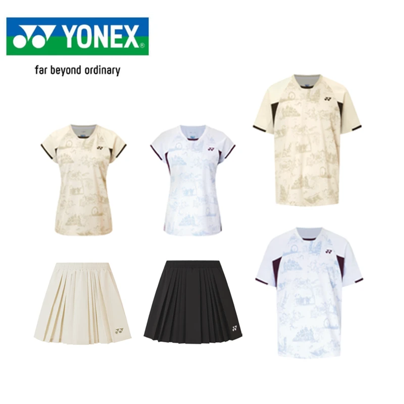 YONEX/尤尼克斯新款运动速干透气羽毛球服男女款短袖T恤印花