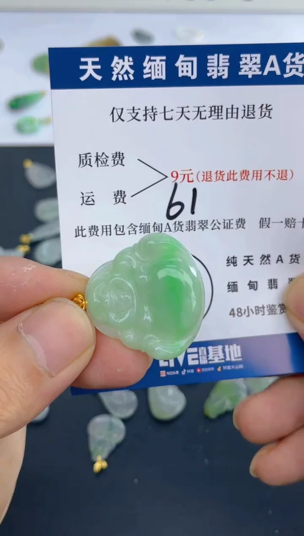 颈饰18K金镶嵌翡翠天然A货翡翠