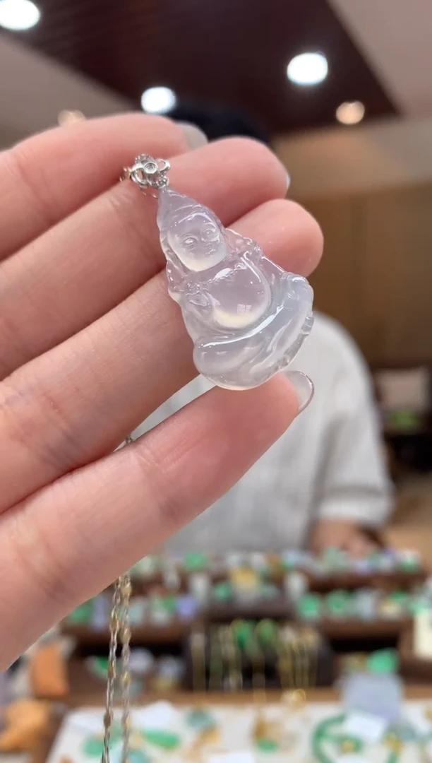 翡翠18K金镶嵌吊坠(不含链)观音