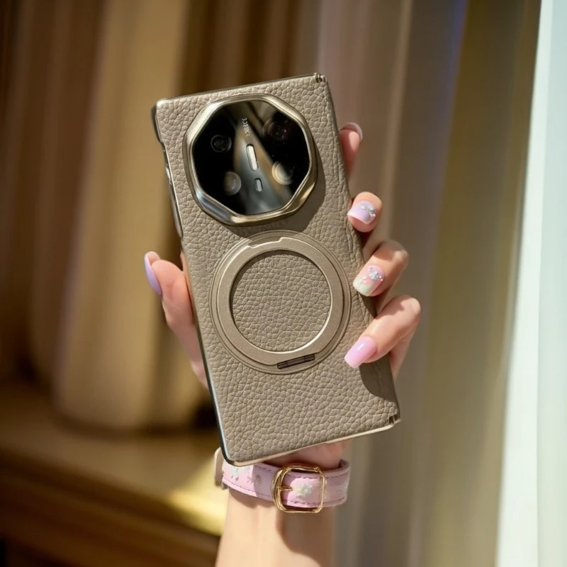 适用华为MateX7折叠屏手机壳X6双中轴XTS大象灰真皮X5支架保护套