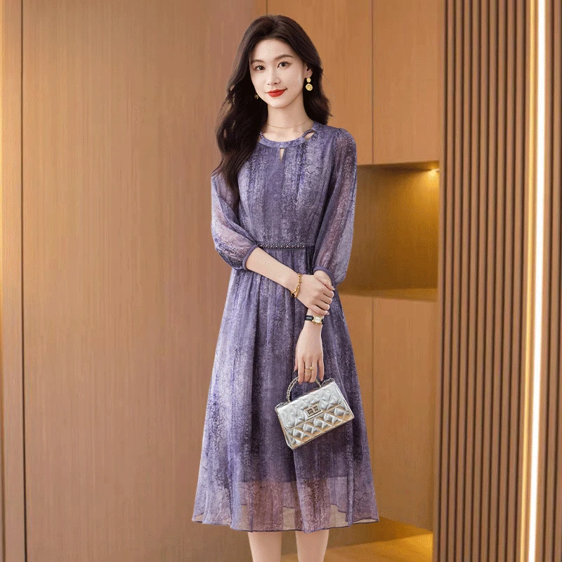 【恋晚】品牌纱料法式感气质连衣裙2025新款今年流行爆款显瘦裙子秋