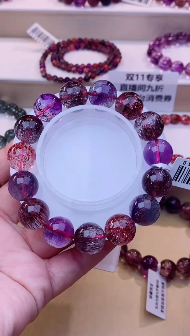 未镶嵌手串水晶黑加仑超七14m+