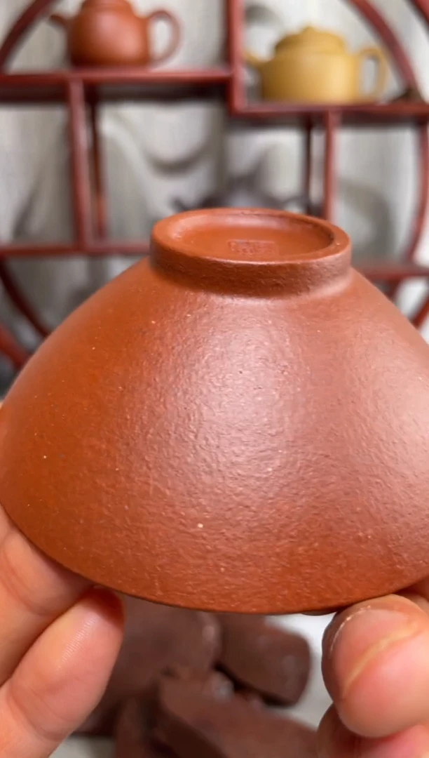 【闪购商品】紫砂茶壶朱泥大红袍手工泥斗笠杯