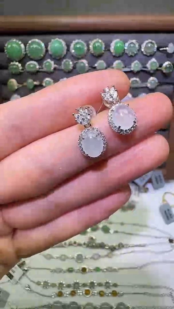 银S925镶嵌戒指翡翠耳饰39