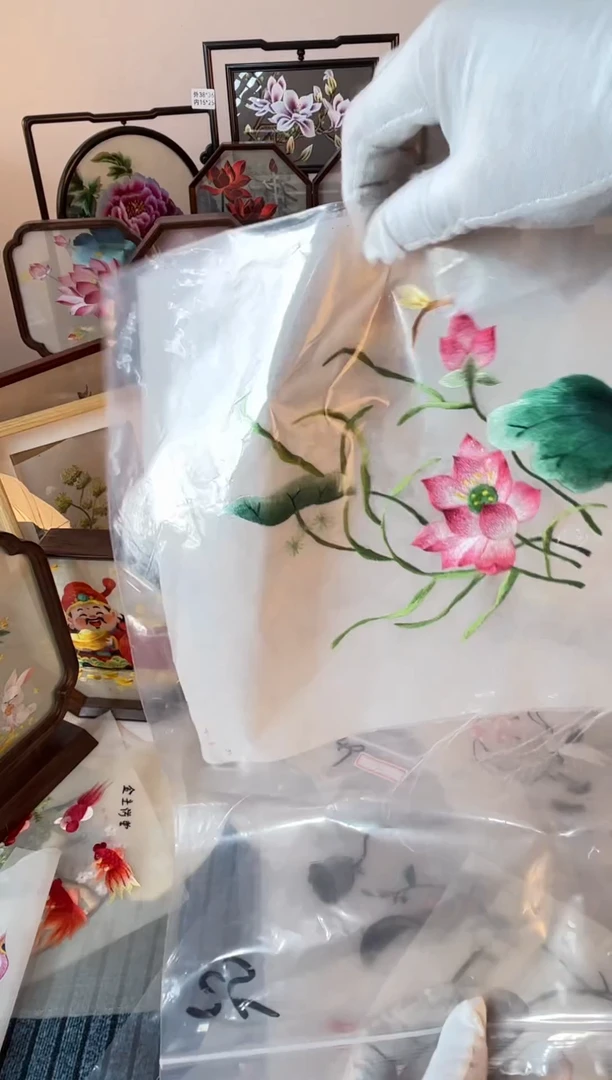 织绣纯手工苏绣双面绣绣布25