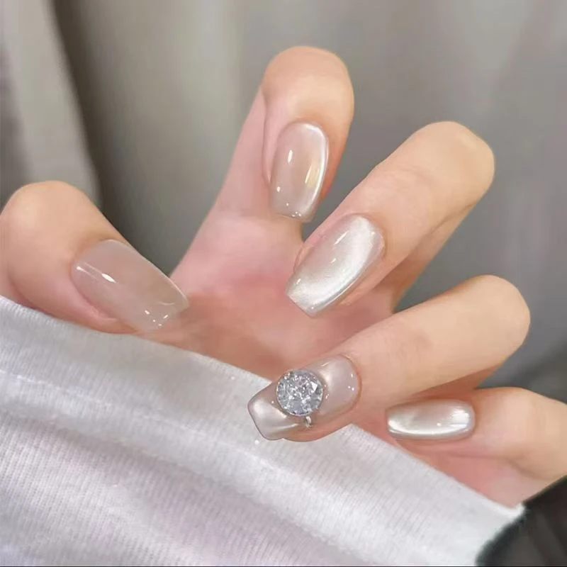 【克拉恋人】Ys一只柚纯手工穿戴甲气质穿戴式梯形光疗美甲