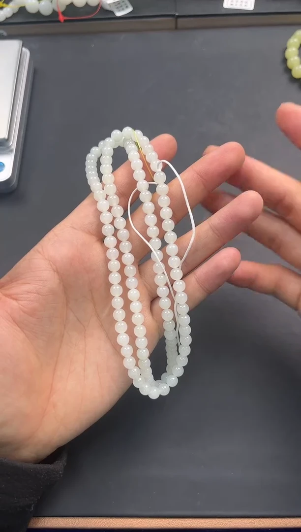 未镶嵌手串和田玉且末天泰白玉108项链卡6微色差