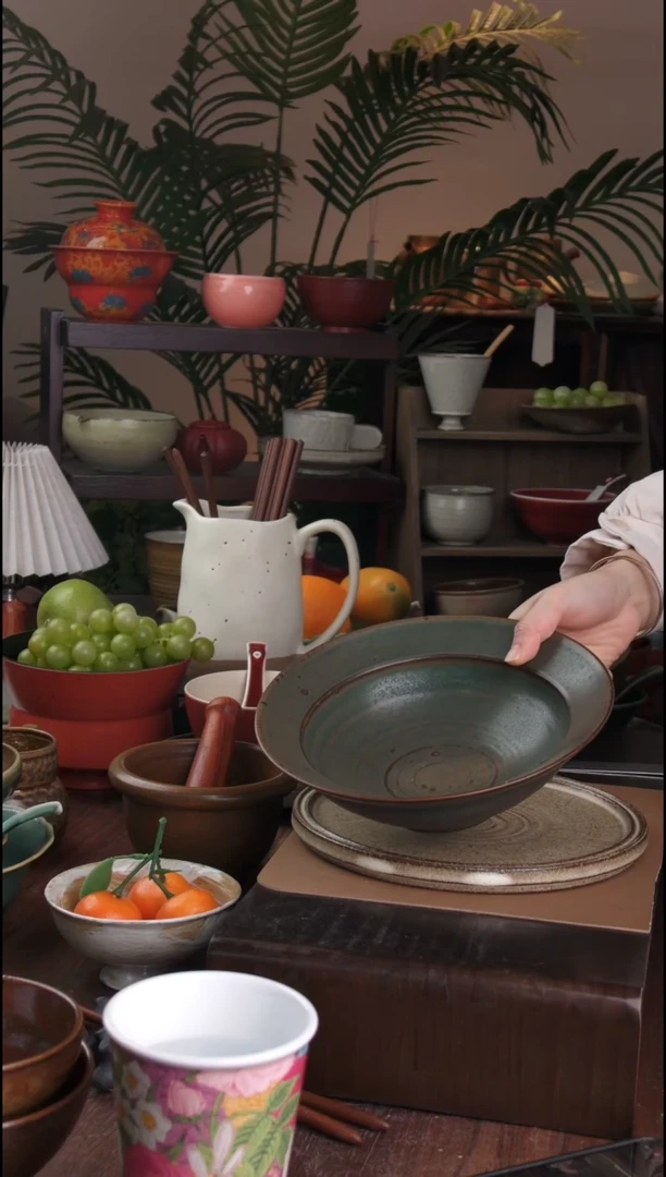 碗景德镇手工高温餐具春盛草帽