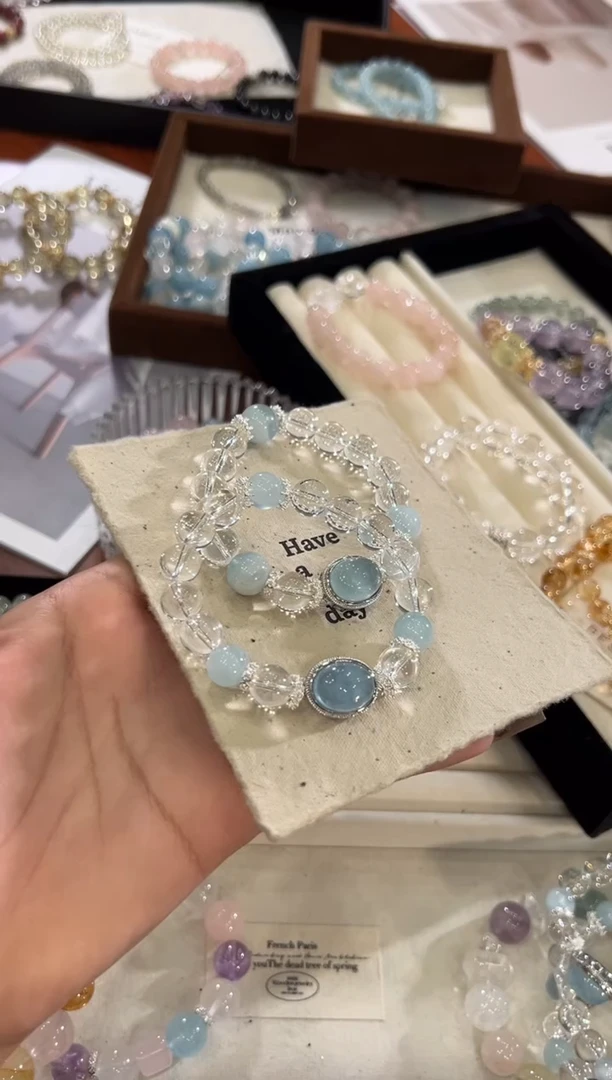 【闪购商品】水晶手链合金白水晶手链x1421