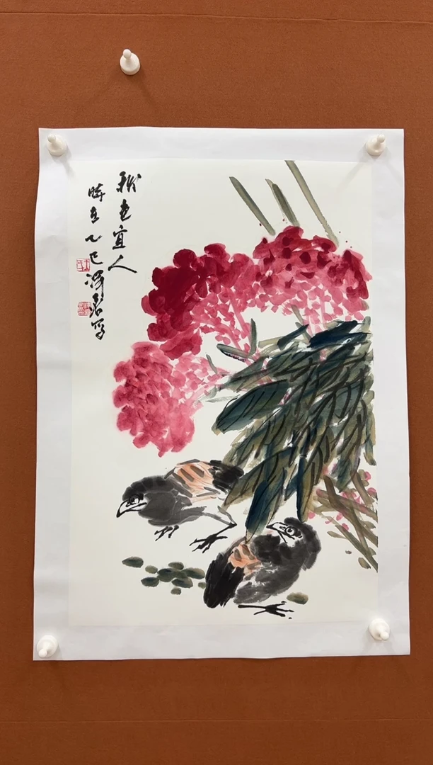 国画王泽喜2.7平尺花鸟