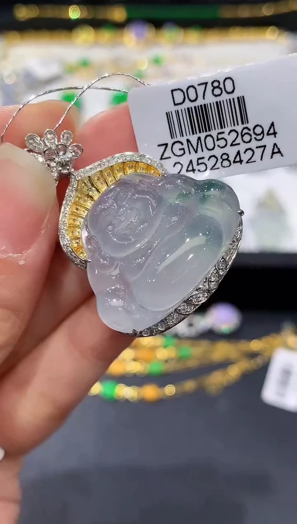 翡翠18K金镶嵌吊坠(不含链)SY多样性发其一