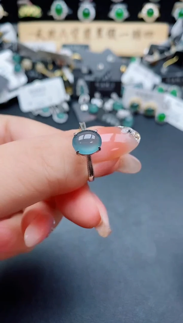 银S925镶嵌戒指翡翠5080