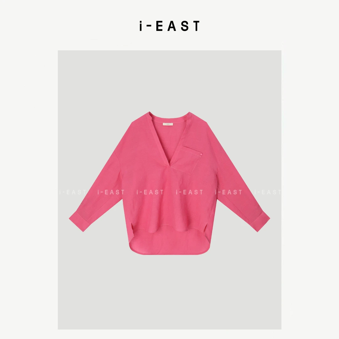 i-EAST 冷白皮的秘密~V领极简显白衬衫上衣-5C S25053