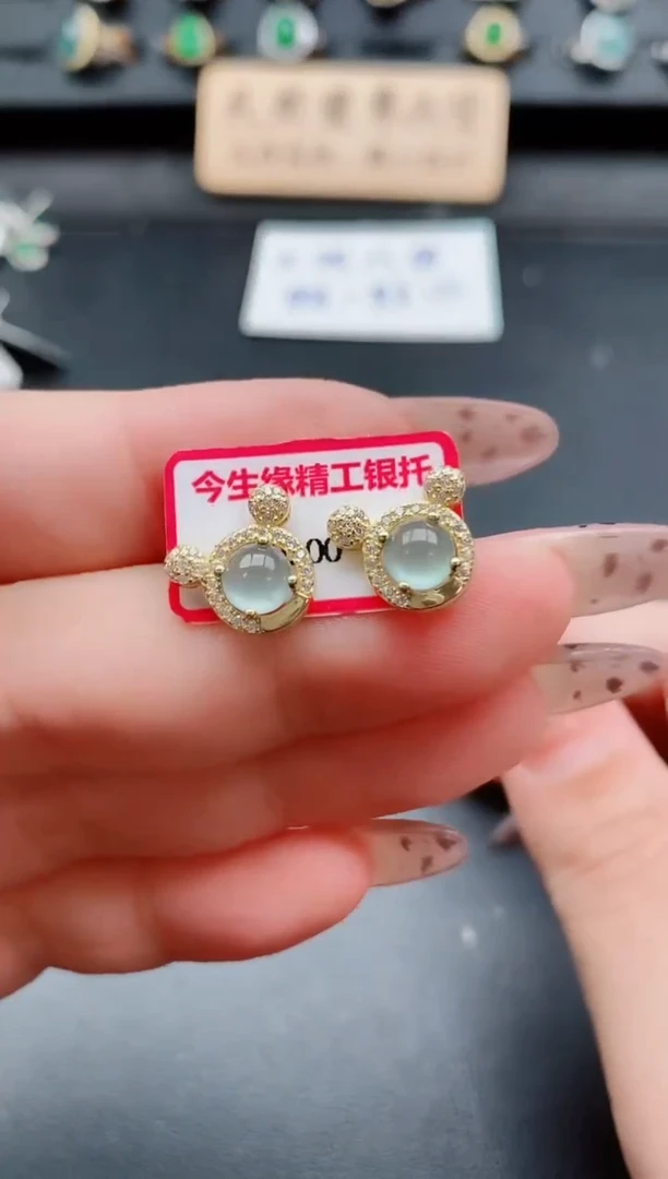 银S925镶嵌戒指翡翠1