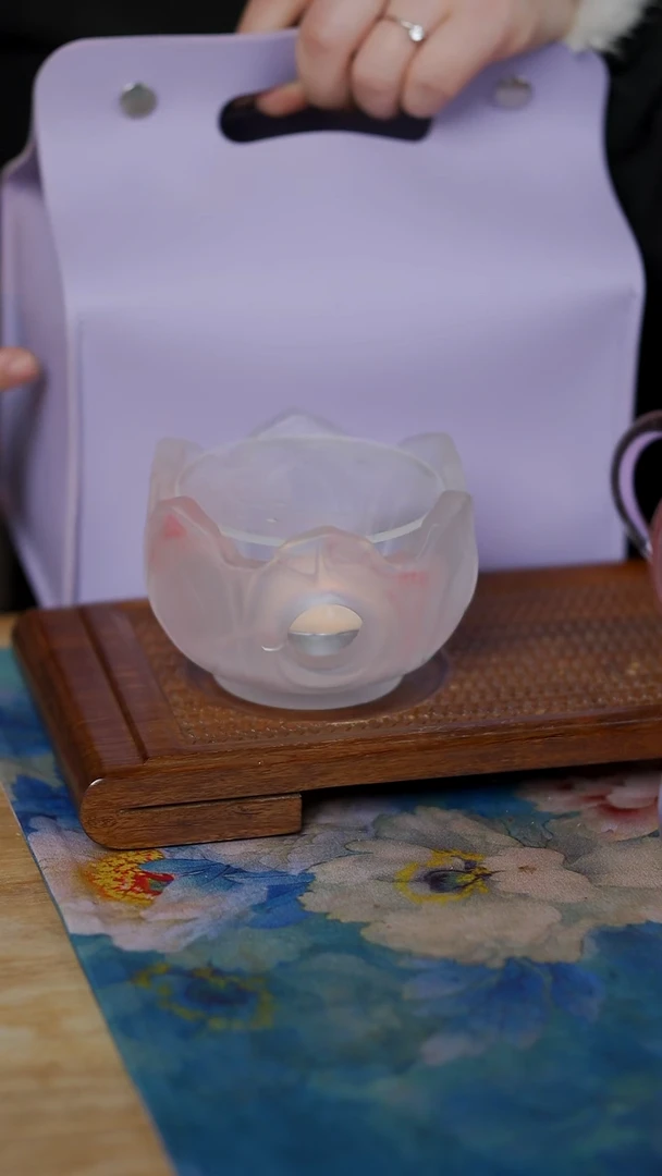 粉色  莲花 温茶炉