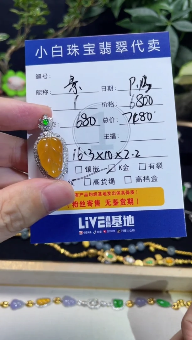 吊坠(不含链)18K金镶嵌翡翠景*吊坠