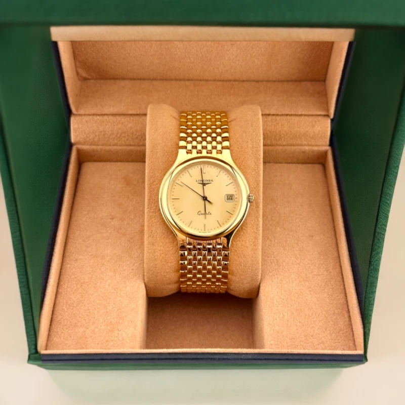 95新 Longines/浪琴 浪琴简约经典气质金色钢带贵气石英中性表