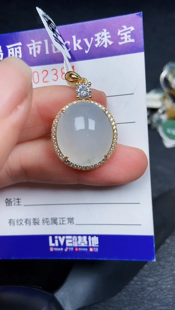 翡翠银S925镶嵌颈饰2381