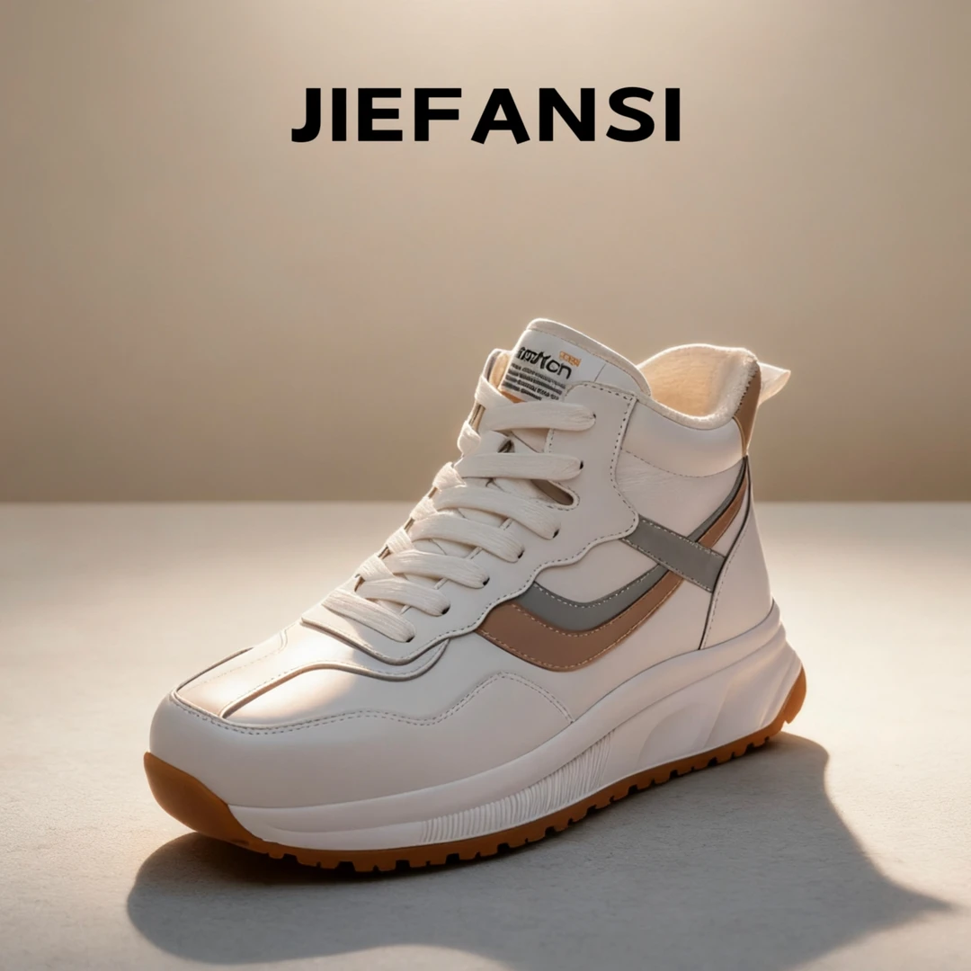 时尚高帮小白鞋子女2025新款秋冬百搭加绒厚底阿甘休闲跑步运动鞋