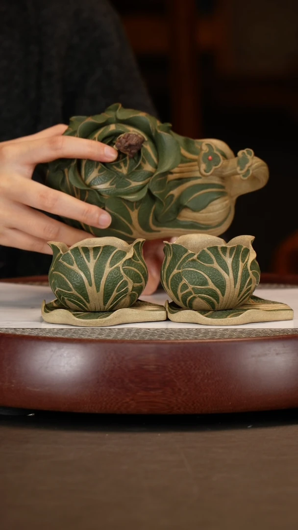 【闪购商品】紫砂茶壶如意白菜套组360c