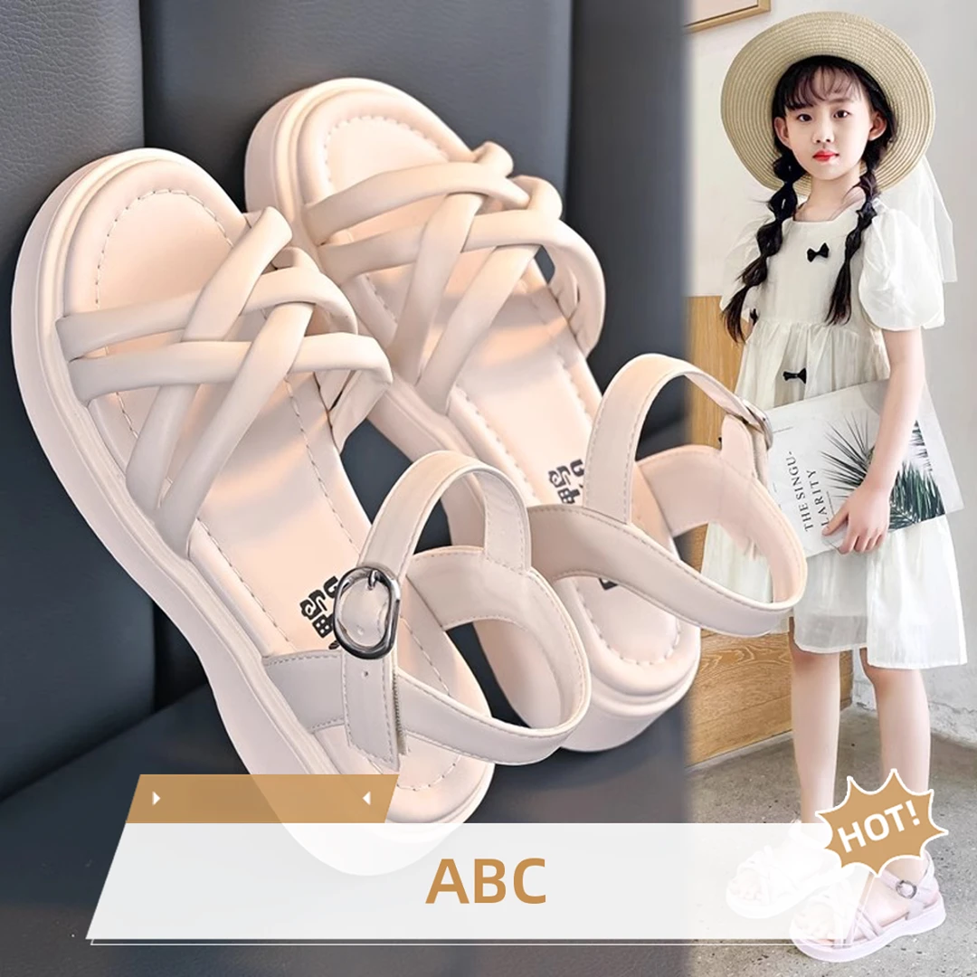 ABC鞋子女童白儿童凉鞋夏款新款女孩公主学生中女童儿童凉鞋潮款