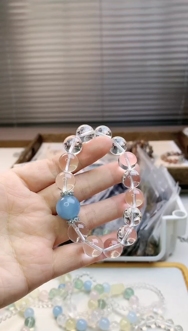 【闪购商品】水晶珠宝半成品未镶嵌白水海蓝宝单圈