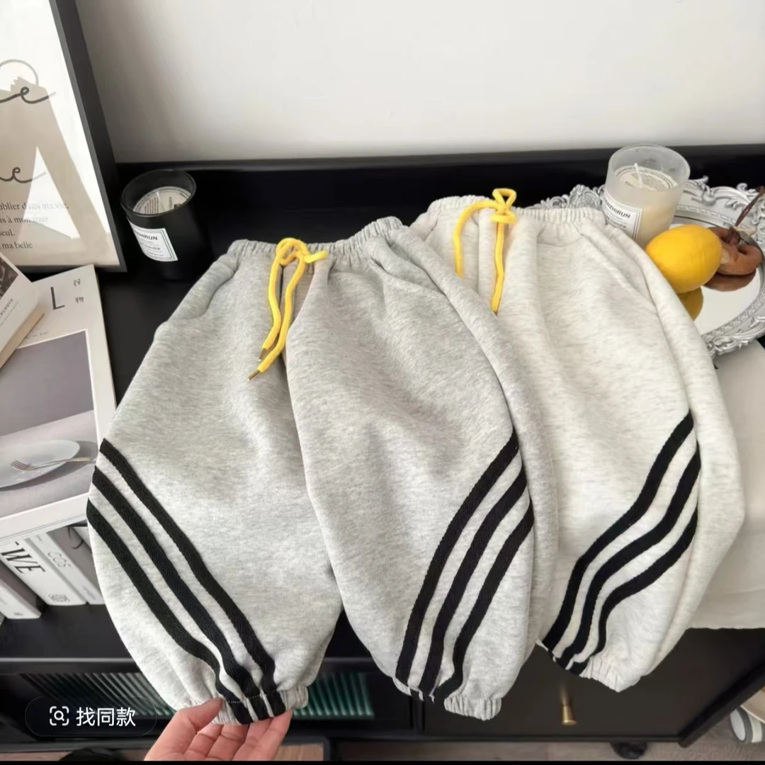 男童条纹休闲裤子春款儿童宽松运动裤卫裤潮男裤子