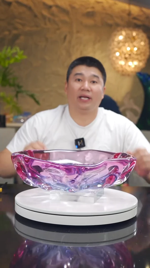 手工艺品琉璃金红蓝设计款果盘