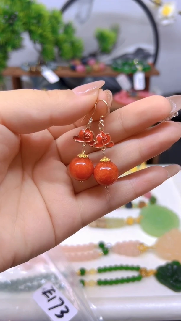 翡翠14K金镶嵌耳饰E173