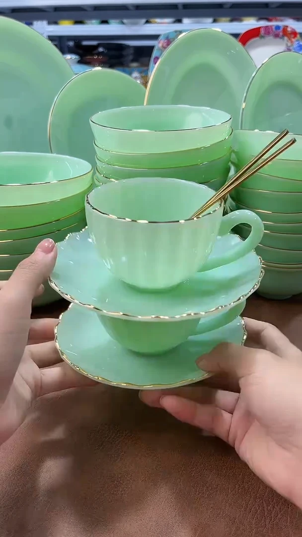 玉瓷咖啡杯2只餐具