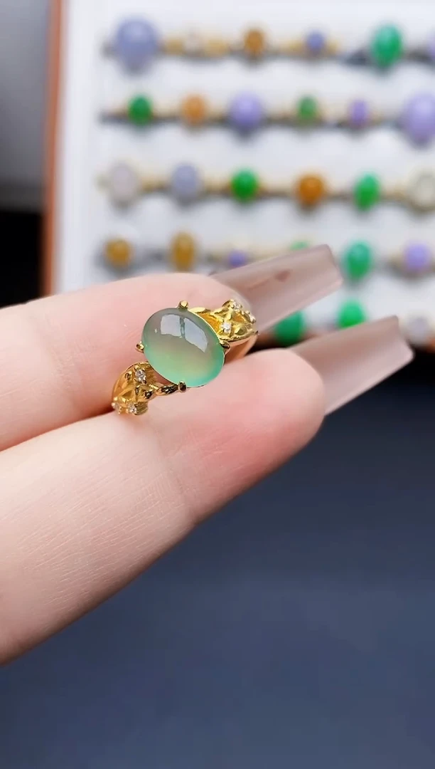 银S925镶嵌戒指翡翠3019