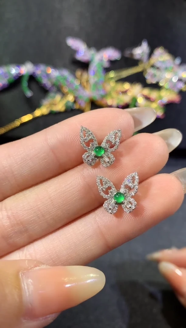 【闪购商品】翡翠耳饰银S925镶嵌240-耳饰（多样性发货一件