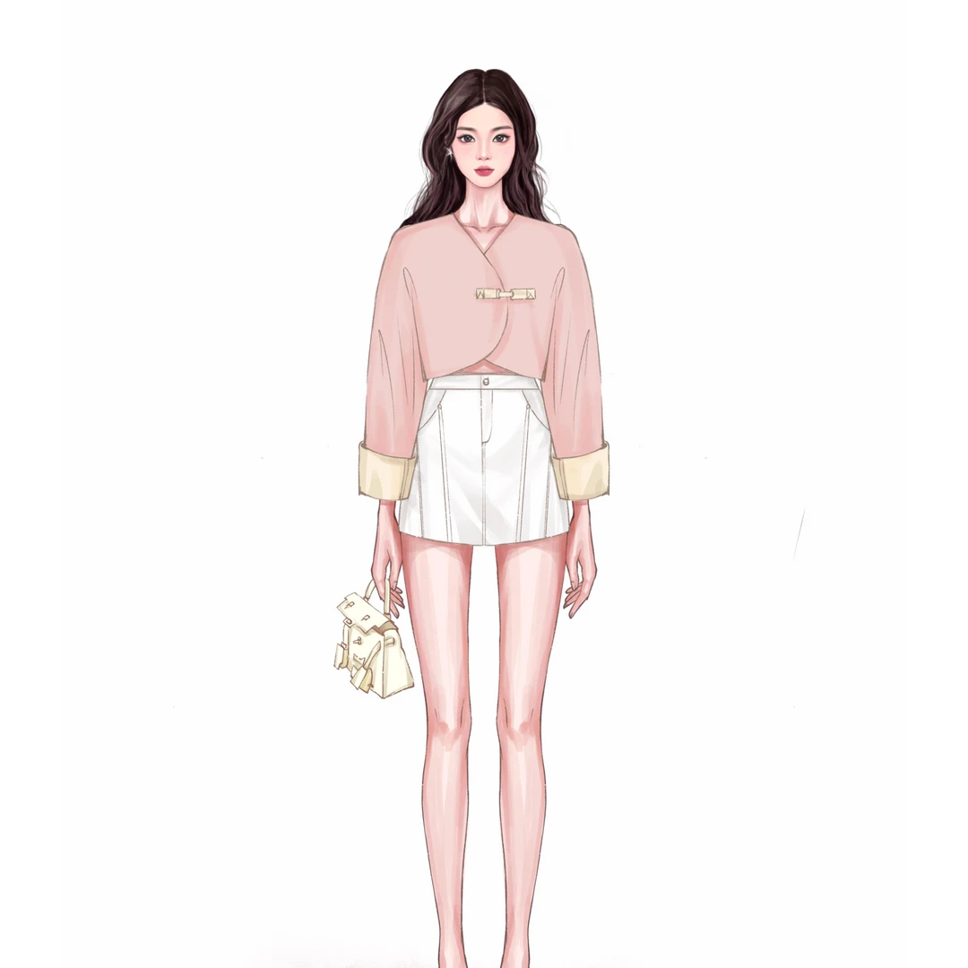 Rose Owner 新品绒绒甜桃 短款廓形撞色皮扣羊毛双面呢外套