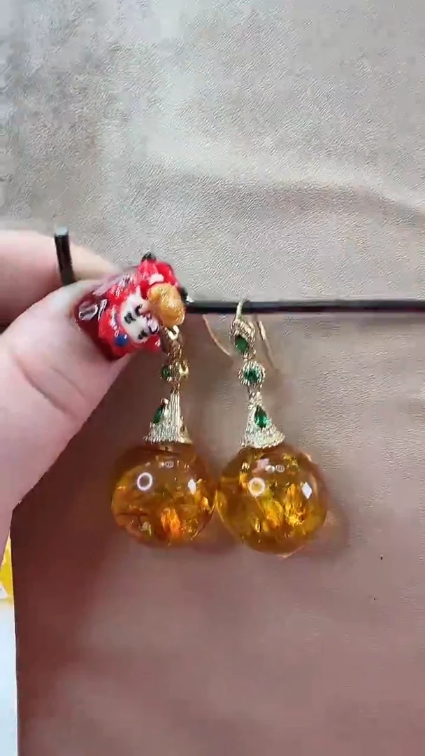 【闪购商品】琥珀耳饰未镶嵌耳环