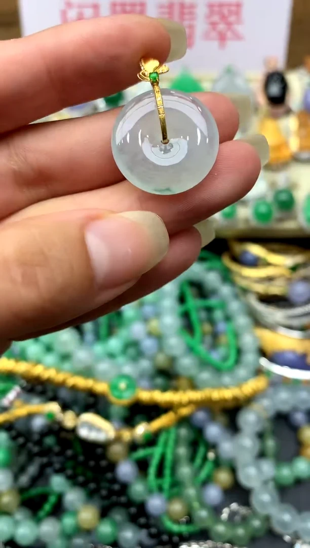 翡翠18K金镶嵌颈饰185-中国好珍宝