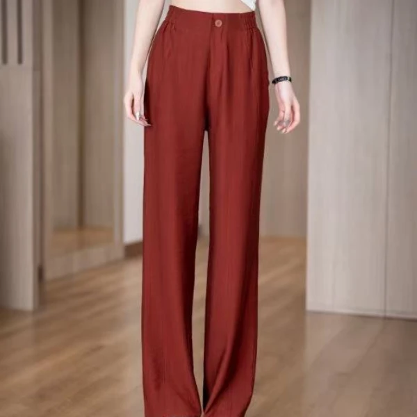 2025年春夏新款雨露亚麻显瘦直筒垂直感镰刀窄版休闲裤女9131